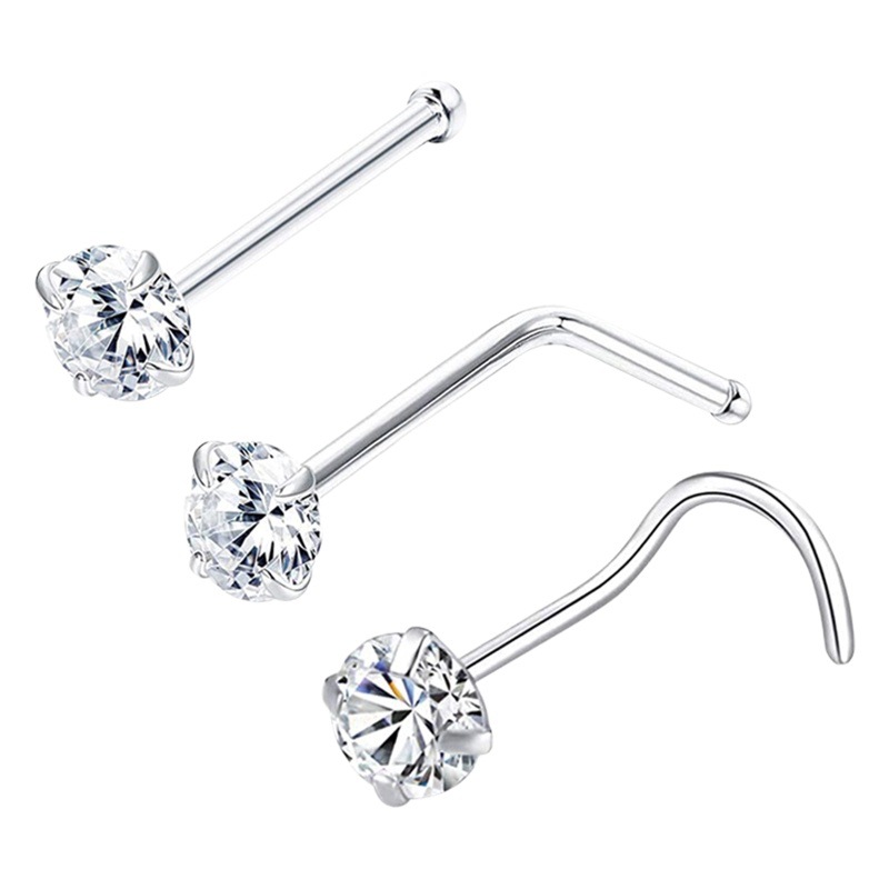 Mini Nose Studs, Lip Studs with Diamonds, Stainless Steel Body Piercing Jewelry, Punk European and American Style Cross-Border Diamond-Studded Models