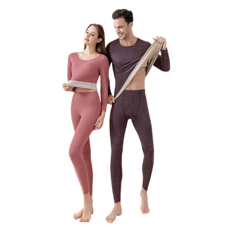 New Cationic German Velvet Bottoming Autumn Clothes and Long Trousers Set for Men, Double-Sided Brushed Inner Wear, Versatile Women's Thermal Intimates