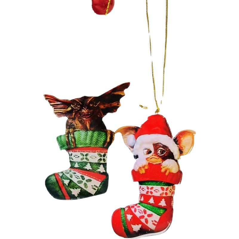 2023 Cross-Border New Creative Decoration Holiday Gifts Cute Christmas Socks Dog Flying Dragon Christmas Tree Pendants Ornaments