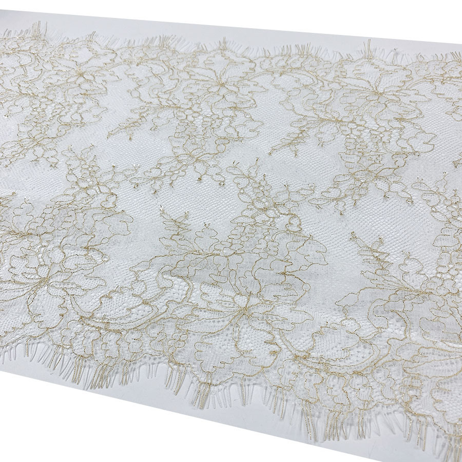 in stock wholesale mesh computer embroidery fashion skirt children's clothing wedding accessories fabric gold line lace eyelash lace