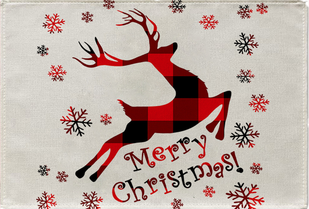 Picture of Christmas Placemat Scandinavian Style English Letter Napkin Western Restaurant Tablecloth Single Layer Linen Insulation Mat Table Mat