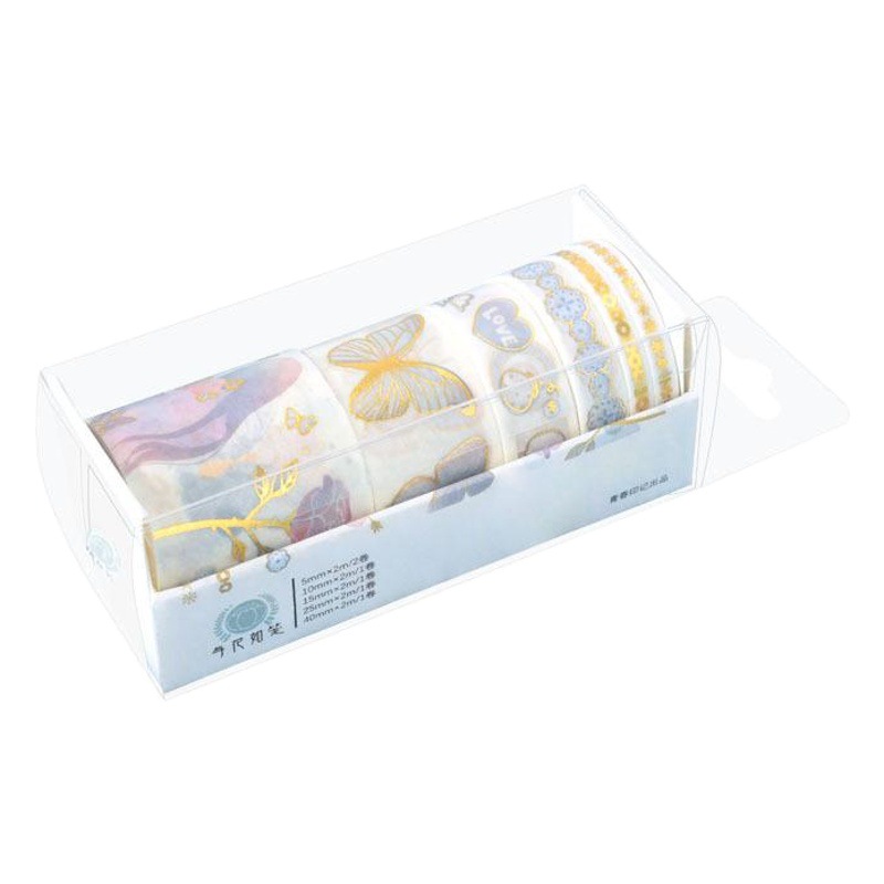 And paper tape bronzing sticker combination Wenguang flower green plant crane hand account decoration material hand account gift box set