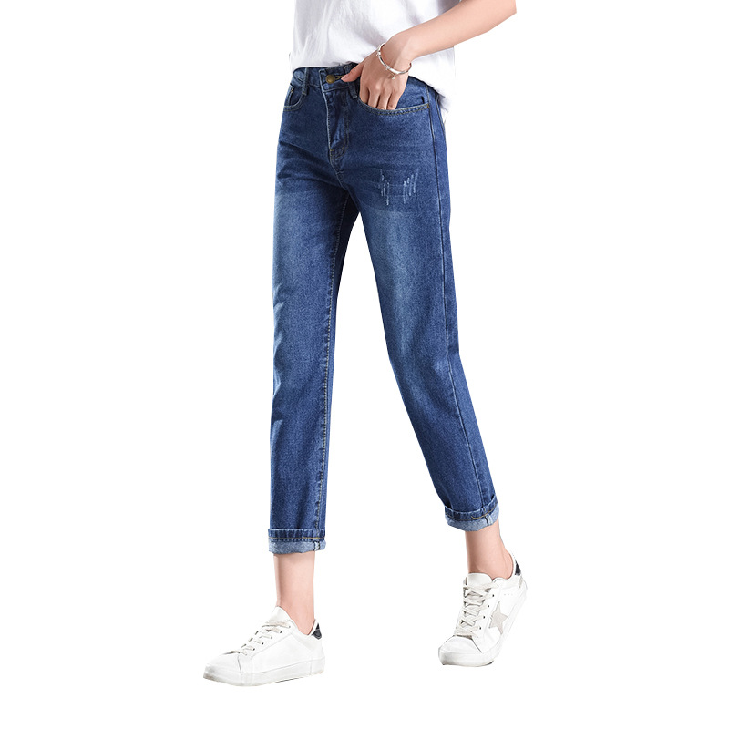 Picture of Ripped Harlan Jeans Women's Summer 2023 New Loose Straight High Waist Slimming Wide Leg Turnip Pants