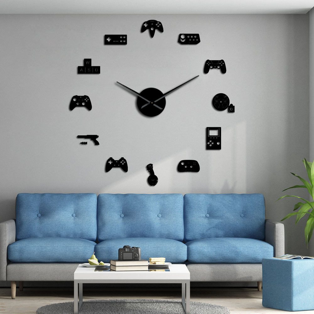 Cross-border hot sale big size creative diy wall clock mirror wall stickers clock wall clock living room acrylic decorative clock