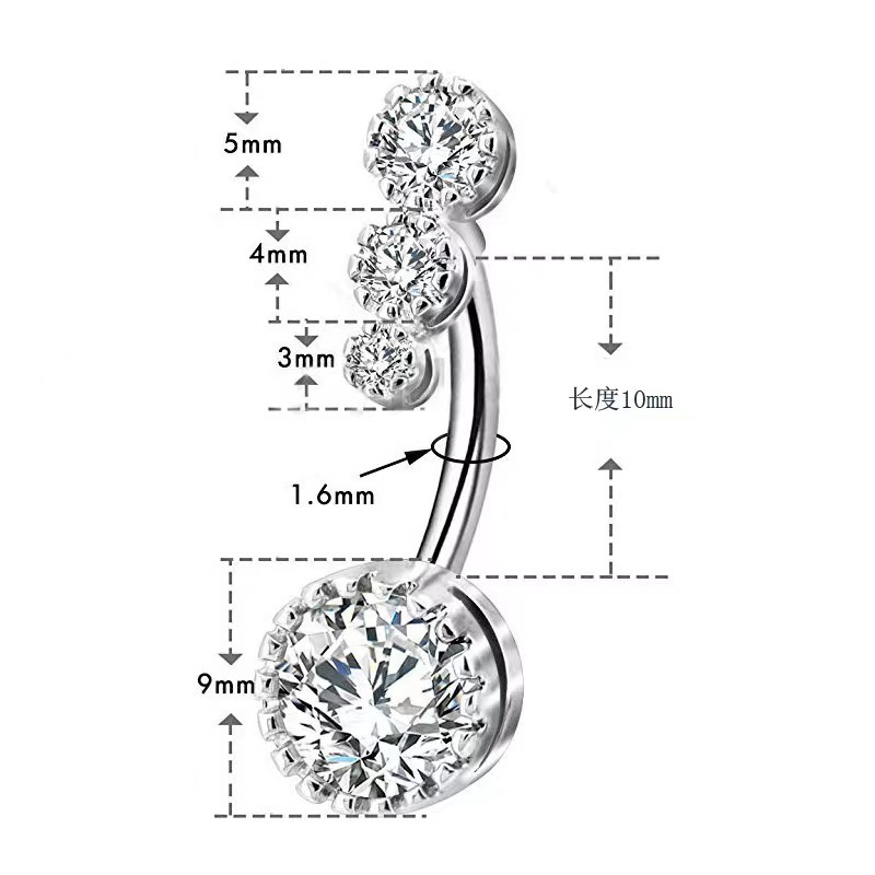 Picture of 18K real gold electroplated European and American body piercing jewelry belly button ring copper inlaid zircon 316L stainless steel rod belly button nail