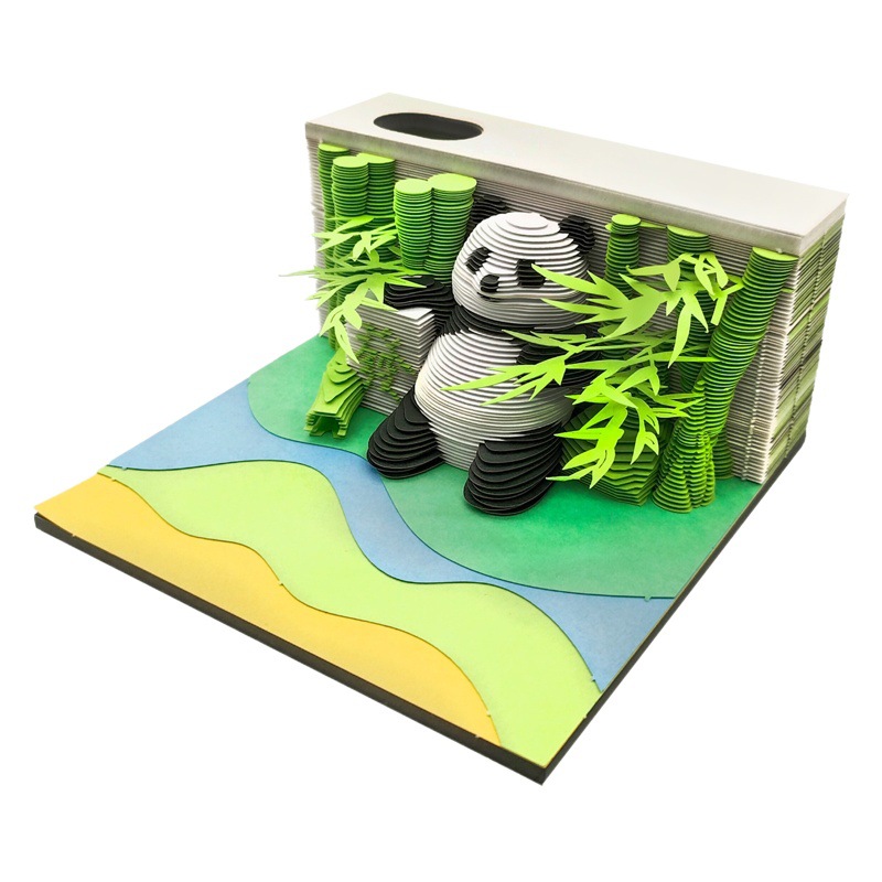 National treasure panda 3d three-dimensional note creative calendar high color value hand tear sticky paper carving gift art ornaments