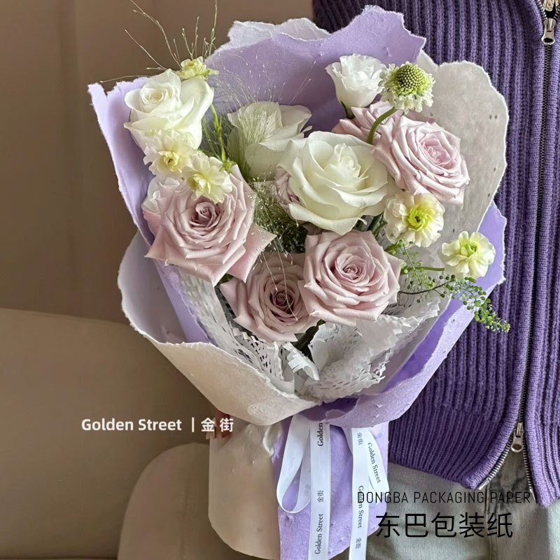 Hua Xi hand tear Dongba monochromatic paper flowers bouquet wrapping paper gift diy wrapping paper floral flower shop