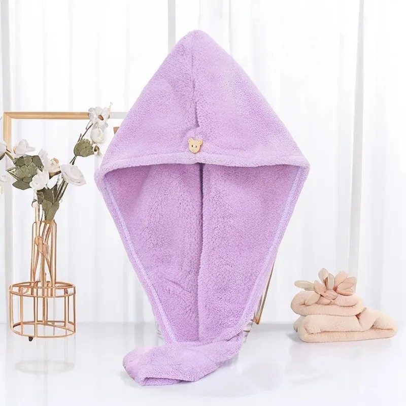 Picture of Cross-border Double-layer Thickened Shower Cap Women's Water Absorbent Quick-drying Cap Coral Fleece Hair Dried Towel Towel Wash Headband Hair Dried Cap