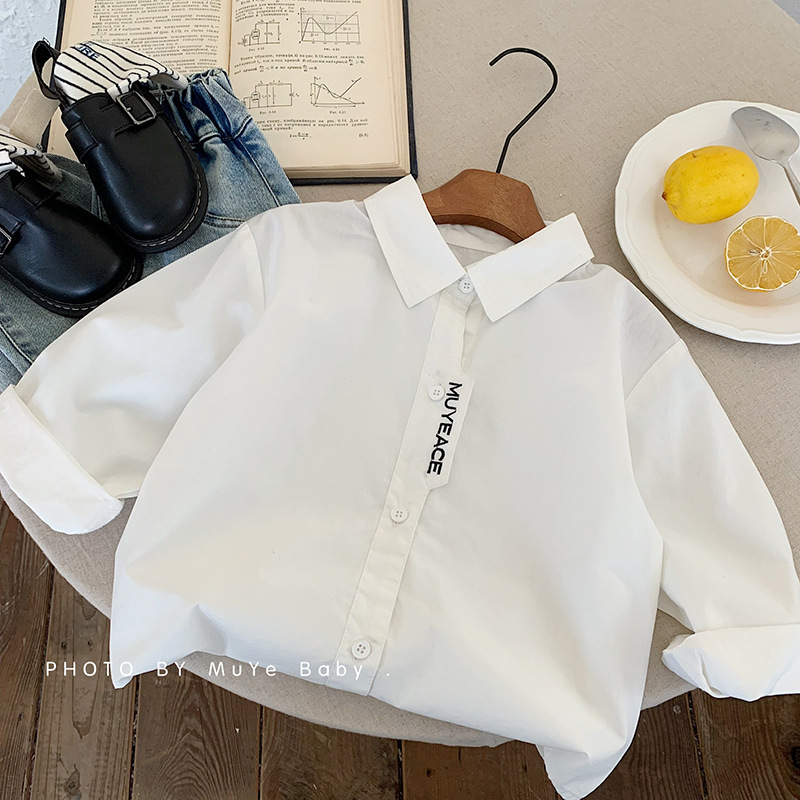 Children's Autumn Shirts 2025 New Korean Style Children's Clothing Boys' Easiest for Match Shirts Baby Casual Western Tops