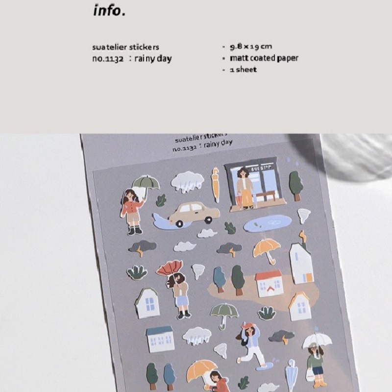 Picture of Cross-border South Korea suatelier rainy day 1132 umbrella ins diary decoration paper stickers hand account sticker