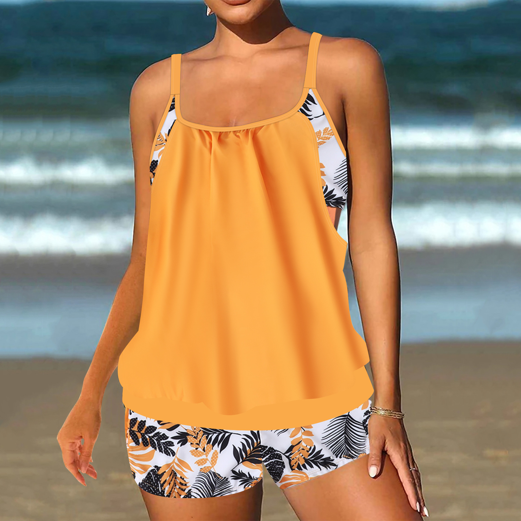 2025 New European and American Cross-border Amazon Swimsuit Women's Split Swimsuit Two-piece plus size Bikini Swimsuit
