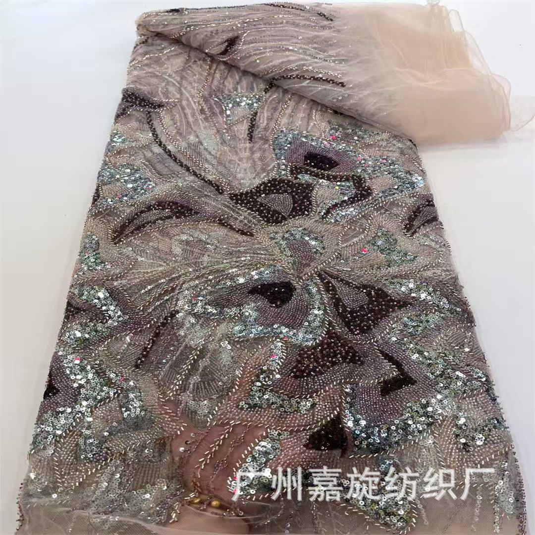 Ethnic Style Colorfulful Large Flower Bead Embroidered Dress Fabric Middle Eastern Lace Beaded Lace Fabric