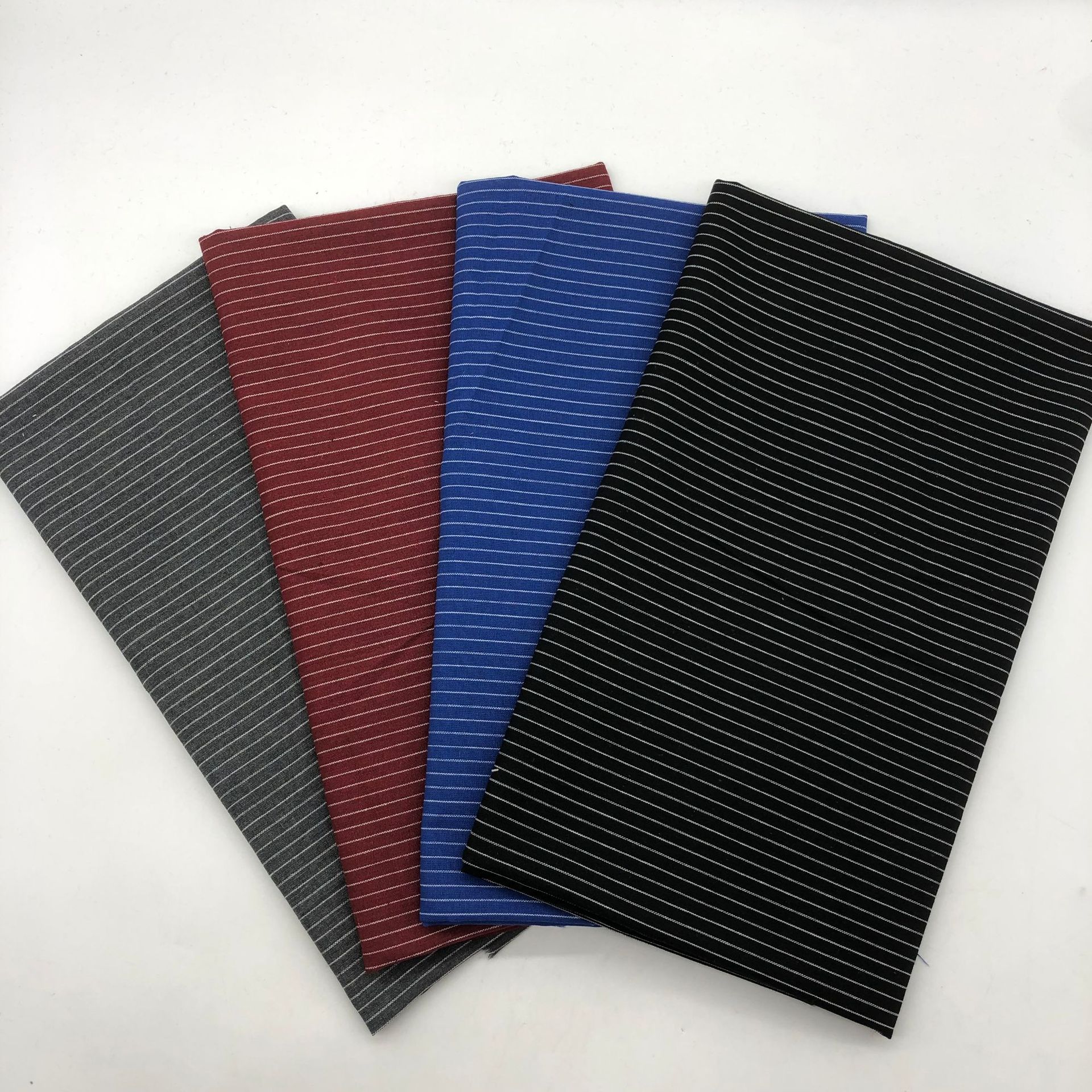 Polyester-Cotton Yarn-Dyed Shirt Stripe Fabric, Fine Stripe Uniform Workwear Bag Lining Fabric, in Stock