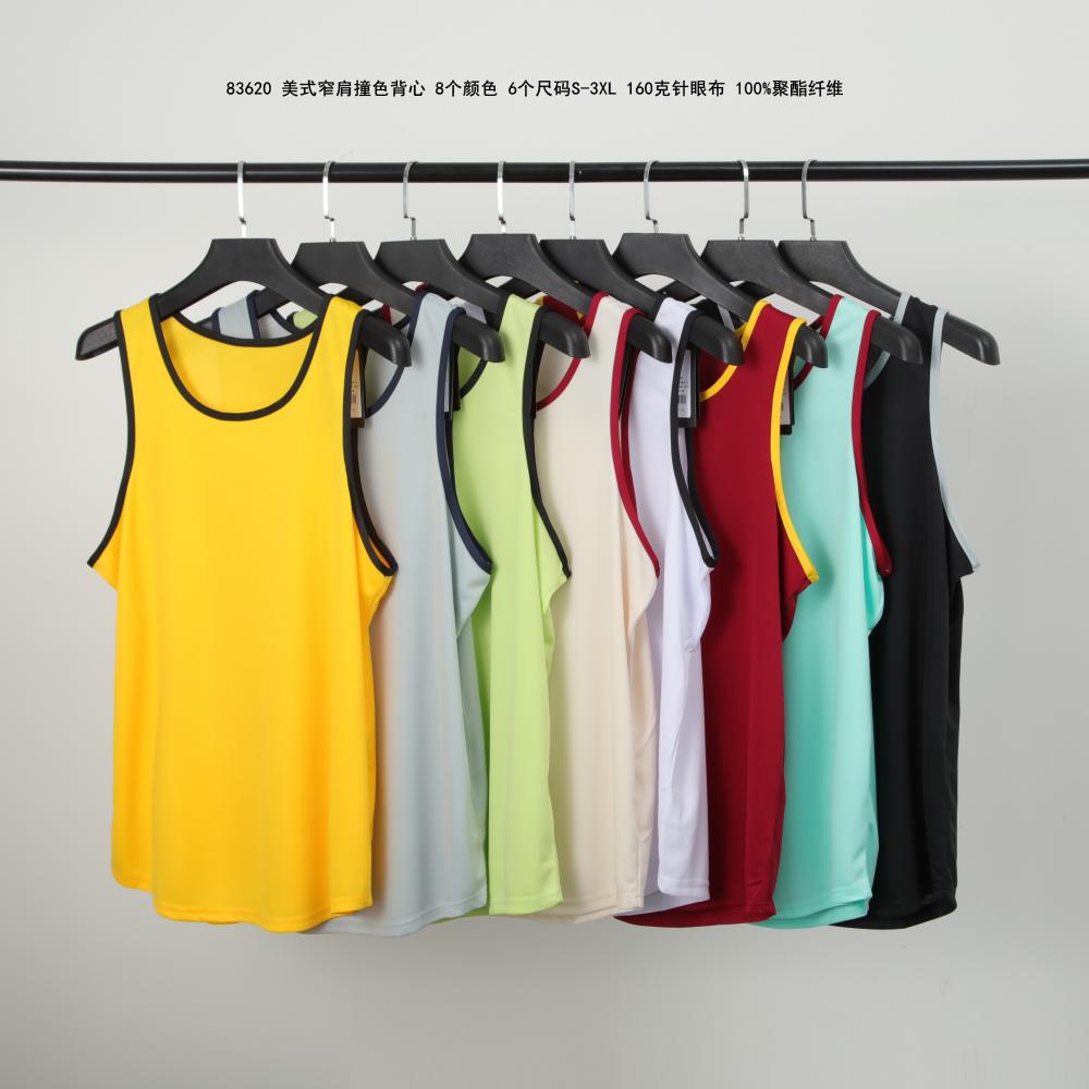 Factory wholesale American narrow shoulder contrast color vest summer new plus size thin inner base sports top cross-border