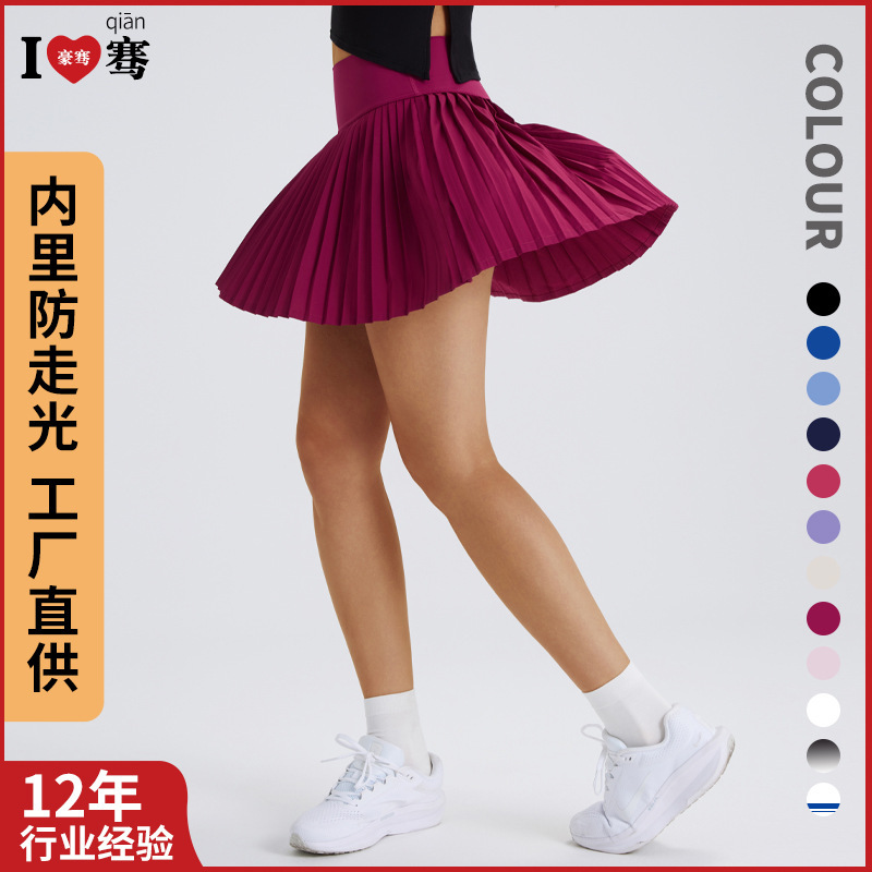 Amazon Cross-border Elegant Yoga Pleated Skirt Sports Skirt Anti-running Badminton Golf Short Tennis Skirt