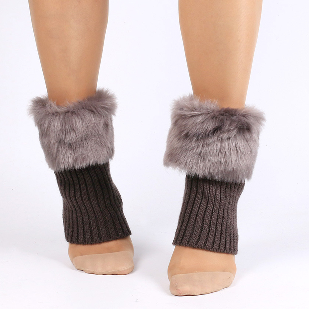 New fur socks turn-over short boots cover knitted fur leg cover cross-border short wool shoe cover Christmas fur foot cover