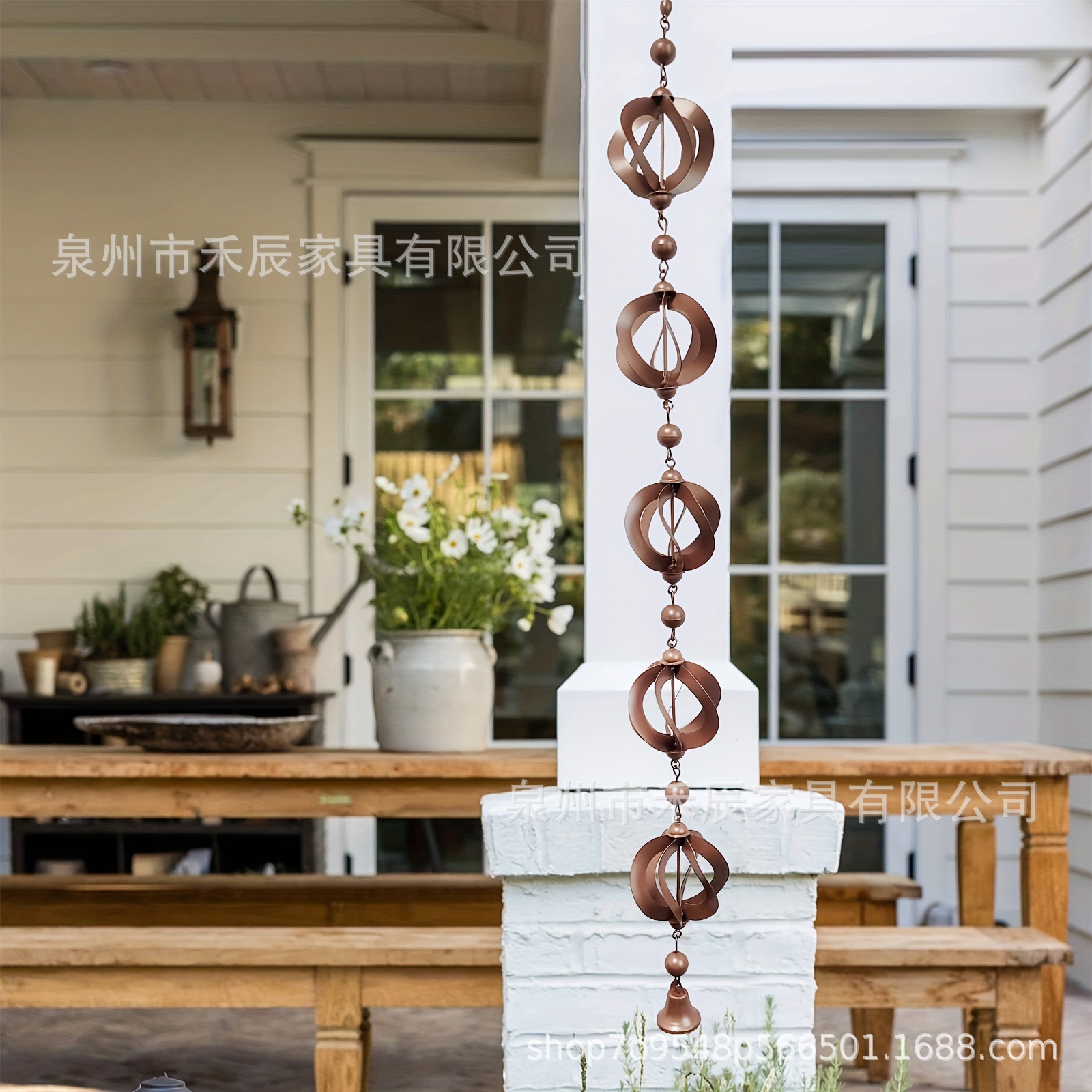 Cross-border independent station Rain Chain rotating Rain Chain rotating wind chimes metal Rain Chain Garden Crafts