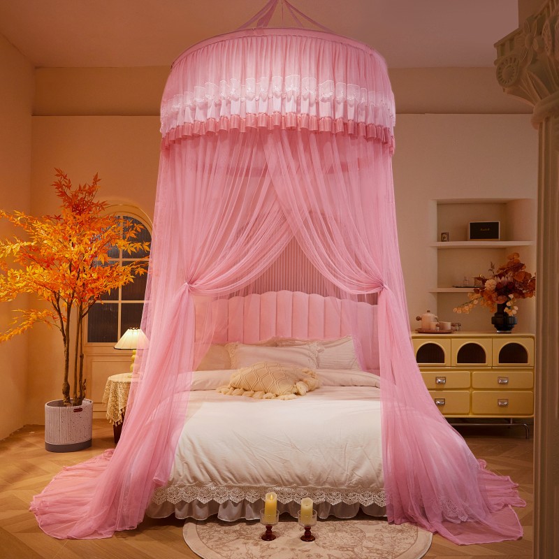 Cross-border Amazon single and double dome mosquito nets hanging round encrypted mosquito nets princess wind mosquito nets manufacturers wholesale