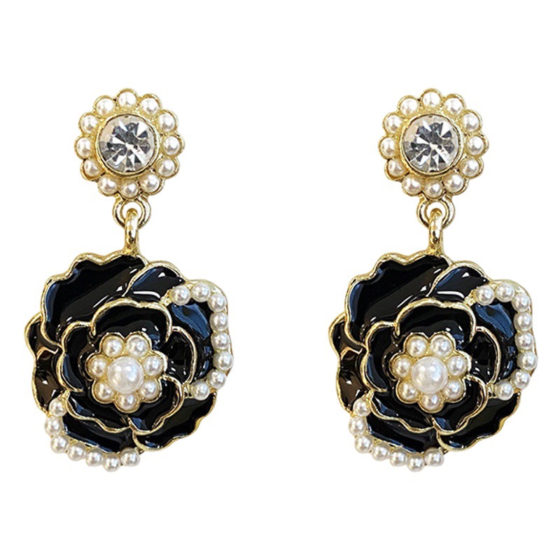 S925 Silver Needle Diamond Pearl Flower Earrings 2023 New Korean Elegant Internet Celebrity Earrings High-end Women