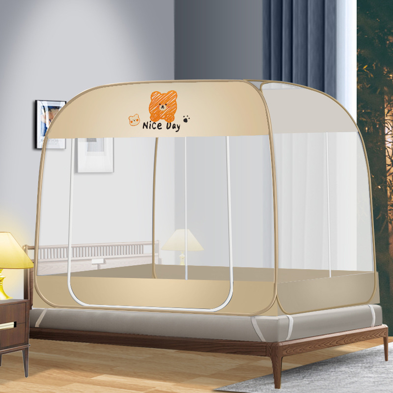 Picture of New Installation-free Mongolian Yurt Household 1.2 m 1.5 m Bed Mosquito Net Foldable Zipper One-piece Full Bottom Bottomless