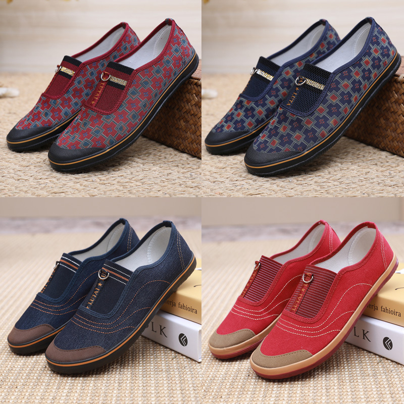 Lu Tai Mom Shoes Slip-on Casual Women's Shoes Soft Sole Not Tired Feet Casual Shoes Lazy Shoes Single-layer Shoes Flat Shoes Rubber Shoes