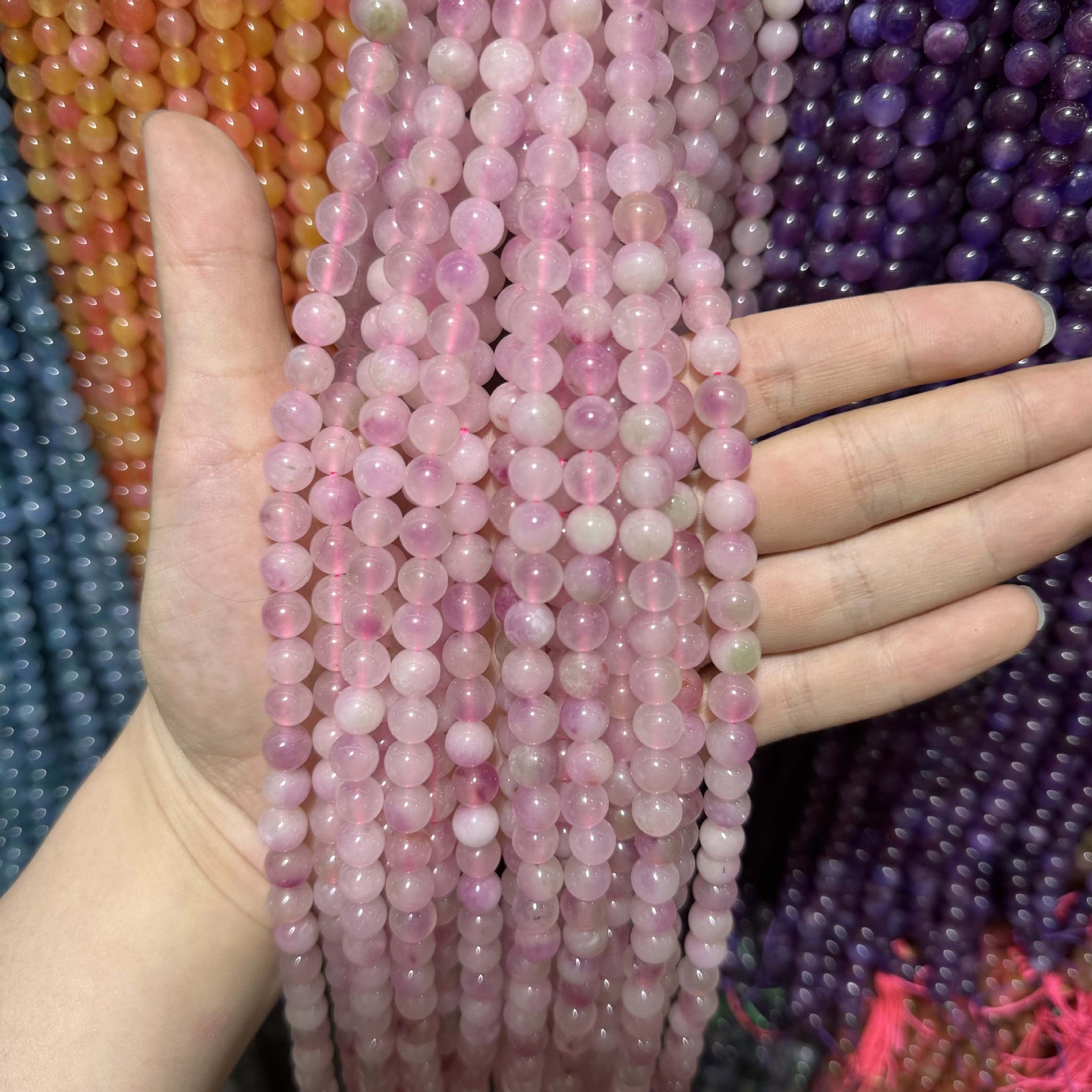 Picture of Live hot grade a chalcedony 8mm two-color round beads beads handmade diy Internet celebrity matching in stock jewelry