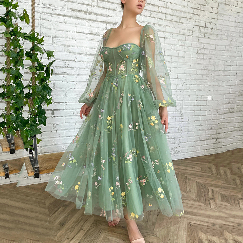 European and American hot evening dress foreign trade cross-border Amazon hot party lace embroidered A- line lace long jumpsuit