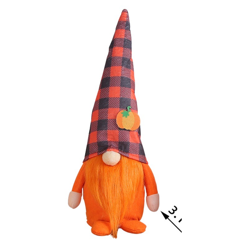 Amazon New Harvest Festival Faceless Standing Doll Plaid Pumpkin Hat Doll Ornaments Rudolph Faceless Doll