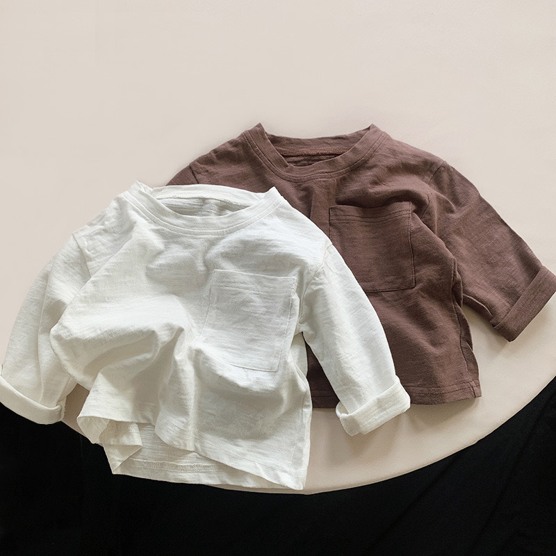 Picture of Bamboo Cotton Kidsren's Long-Sleeved T-Shirt 2025 Spring & Fall New Style Versatile Casual Cotton Bottoming Shirt for Boys and Girls