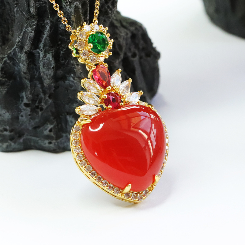 Picture of Yuyu natural red agate pendant chalcedony love necklace cross-border best selling factory wholesale generation MN2102001