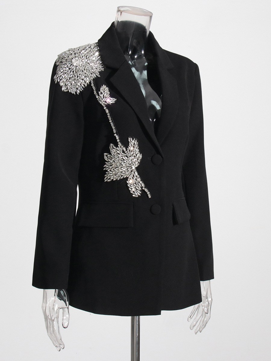 Picture of Designed Pure Color Small Suit 2025 Autum New Fashion Lapel Splicing Heavy Industry Decorative Flap Pocket Pants Splicing Jacket