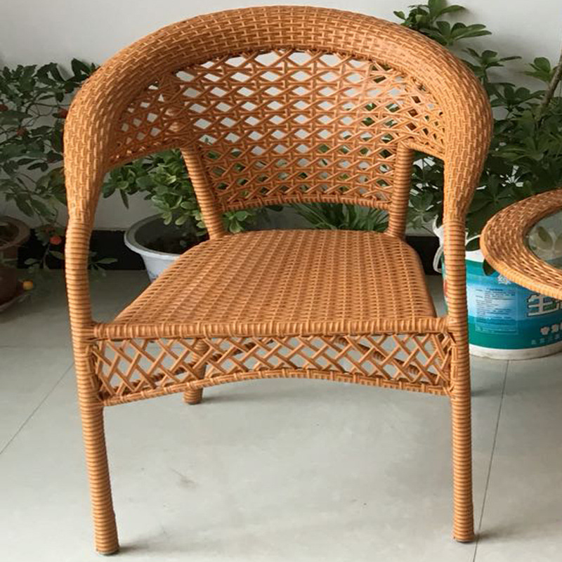 Thickened Double-Tube Rattan Chair Leisure Chair with Backrest for Home Use, Single Woven Chair for Balcony, Outdoor Simple Chair
