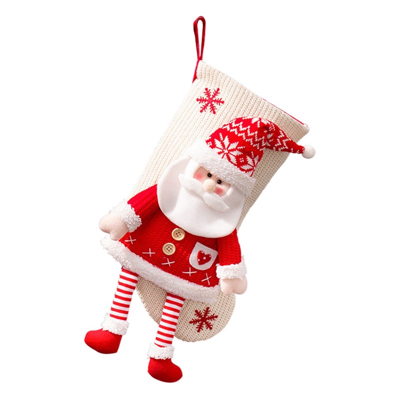 Christmas Socks Bag Knitted Stereo Old Man Snowman Gift Bag Christmas Eve Candy Socks Children Christmas Gift Socks