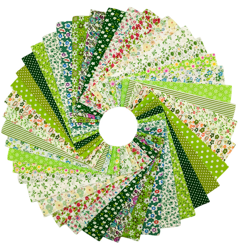 Cross-border new green cotton fabric jelly roll cotton small clear floral long quilted stitching process fabric