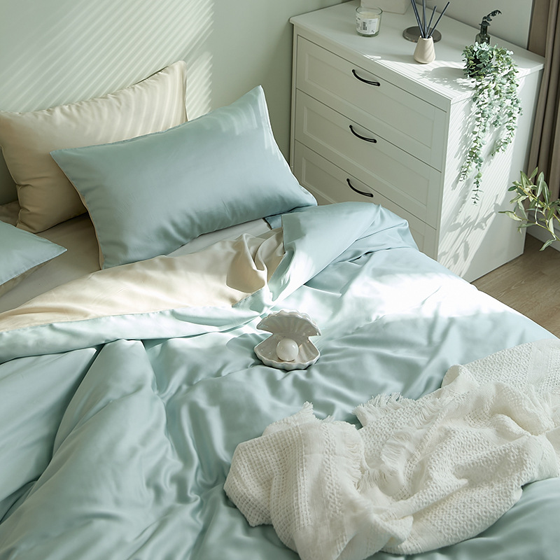 Picture of Light Luxury 60-Count Lenzing Tencel Four-Piece Set Double-Sided Lyocell Cool Ice Silk Cool Feeling Naked Sleeping Tencel Bed Bed Sheets Quilt Cover