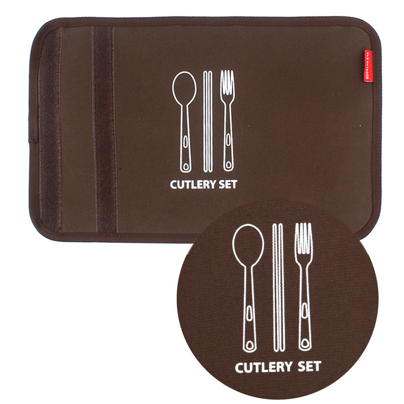 Picture of Outdoor Tableware Set Camping Barbecue 4 Person Tableware Portable Stainless Steel Spoon Chopsticks Fork Travel picnic bag