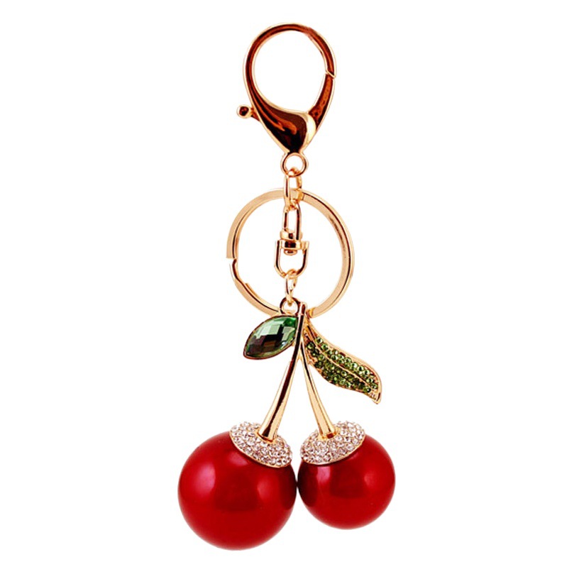 Creative Craft Small Gift Diamond Cherry Car Keychain Women's Bag Accessories Cherry Pendant Key Chain 958