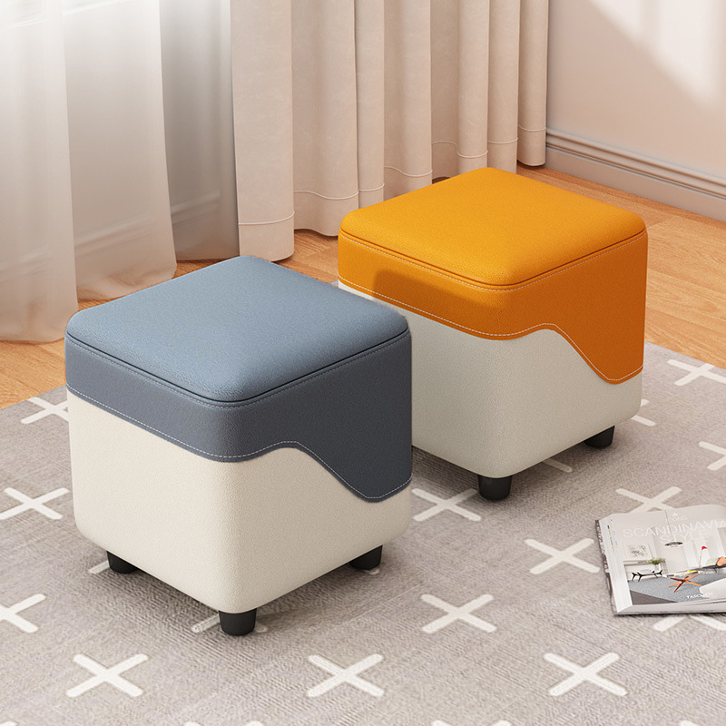 Small Bench, Home Living Room, Small Stool, Simple Sofa Stool, Entry Shoe Changing Stool, Cloakroom Low Stool, Soft Bag Small Square Stool