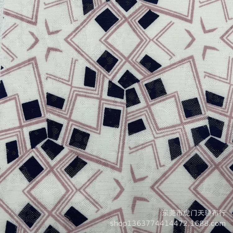 Picture of Off-the-shelf knitted polyester jacquard geometric pattern mesh jacquard fashion women's jewelry headdress jacquard fabric