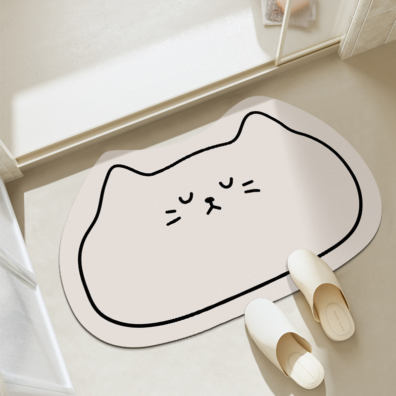 Cartoon Cute Toilet Door Absorbent Mat Irregular Bathroom Anti-Slip Mat Household Toilet Diatom Mud Mat
