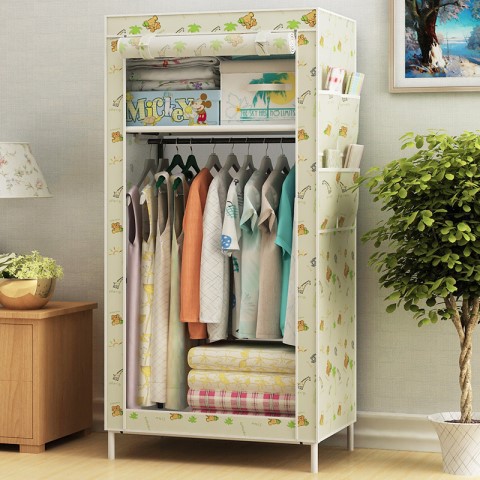 Simple Wardrobe Fashion Non Woven Dustproof Storage Wardrobe Hanging Wardrobe Hanger Steel Frame Folding Economy Storage Cabinet