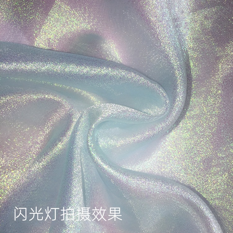 In stock colorful solid color organza fabric Indian yarn mermaid yarn high density high quality laser organza surface