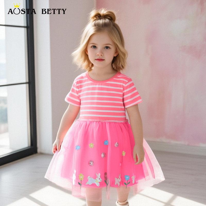 Picture of Cross-border Supply of Girls dress 2025 Summer European and American Style Cartoon Embroidered Princess Skirt Children's Fashion Veil Skirt