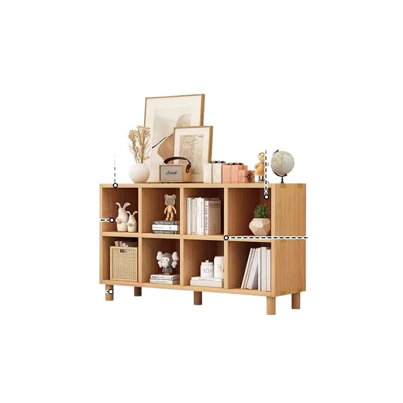 Picture of All Solid Wood Bookshelf Storage Rack Floor-Standing Wall-Mounted Combination Grid Cabinet Living Room Pine Storage Storage Low Home Bookcase