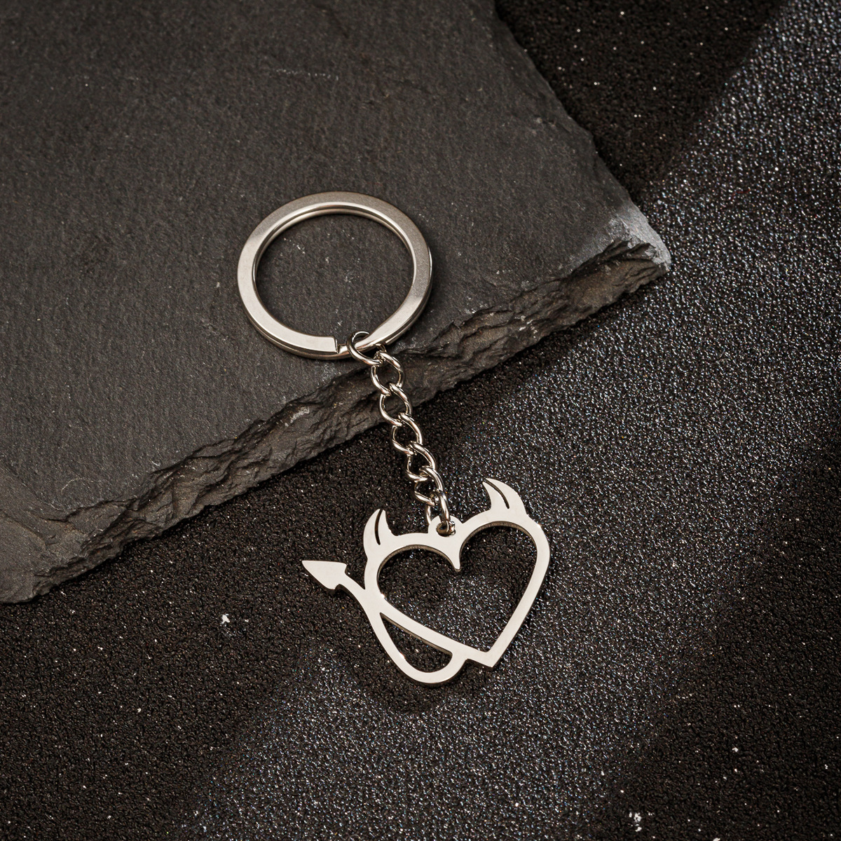 Picture of Japanese and Korean stainless steel metal keychain ins devil love bicycle stethoscope pendant schoolbag pendant in stock