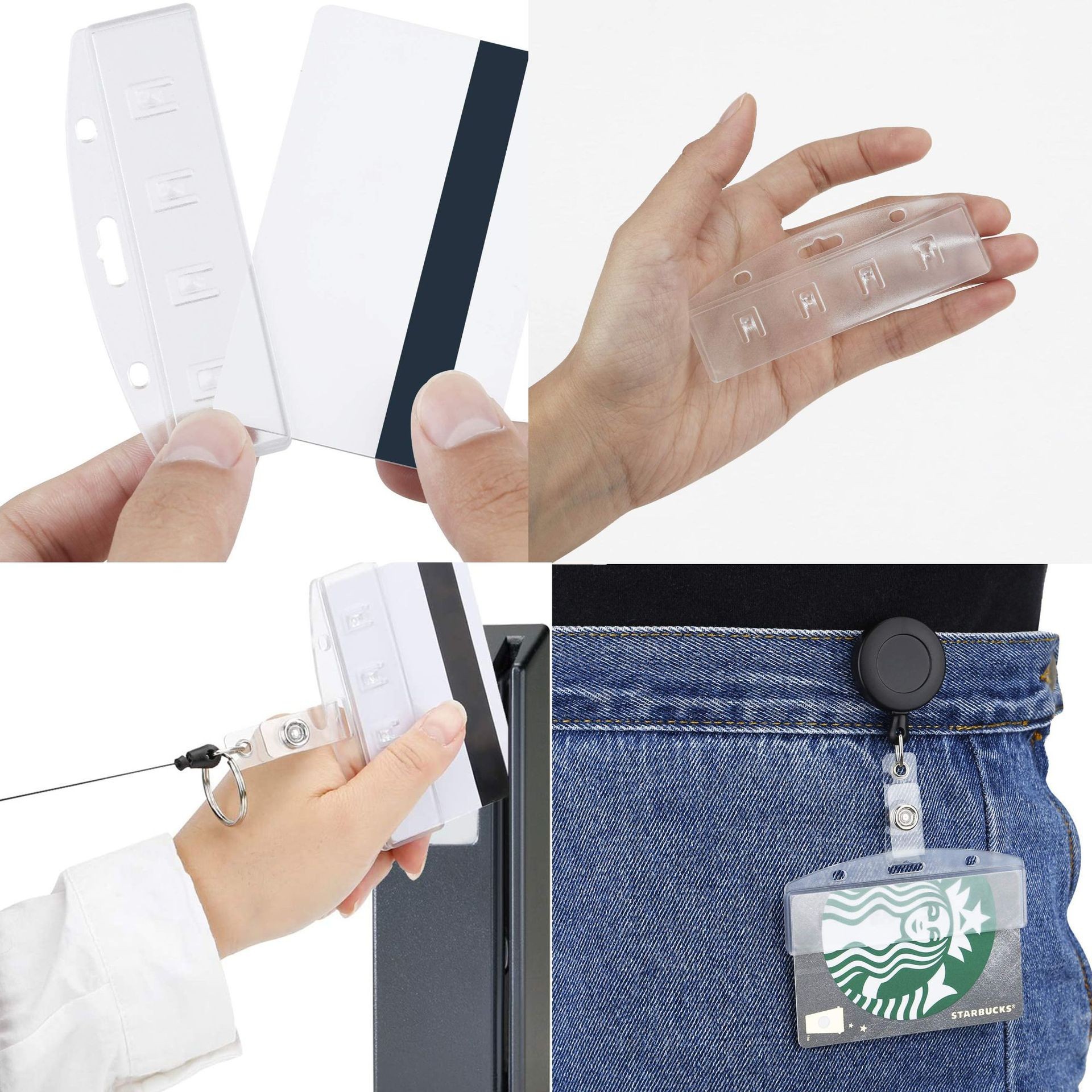 Picture of Amazon hot sale in stock semi-cut PS frosted transparent PC card holder ID card holder badge badge holder