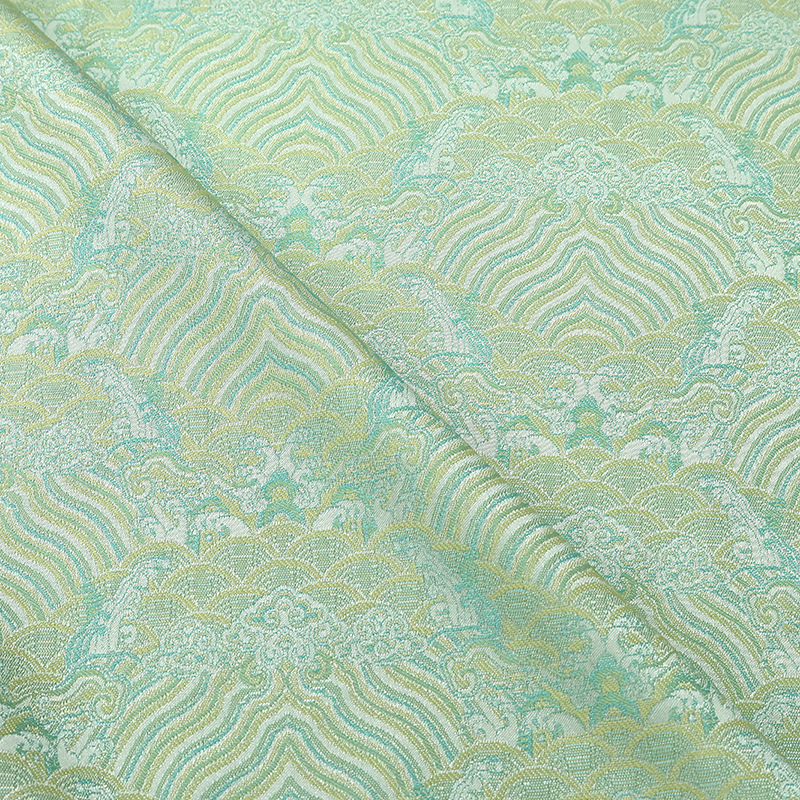 Picture of Sea Wave Water Ripple Brocade Brocade Imitation Song Guofeng Cheongsam Water Wave New Chinese Style High Density Jacquard Fabric Horse Face Dress