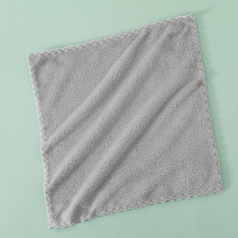 Picture of Coral Velvet Square Towel Wholesale Kindergarten Face Wash Towel Soft and Absorbent Household Kitchen Cleaning Rag Hand Towel