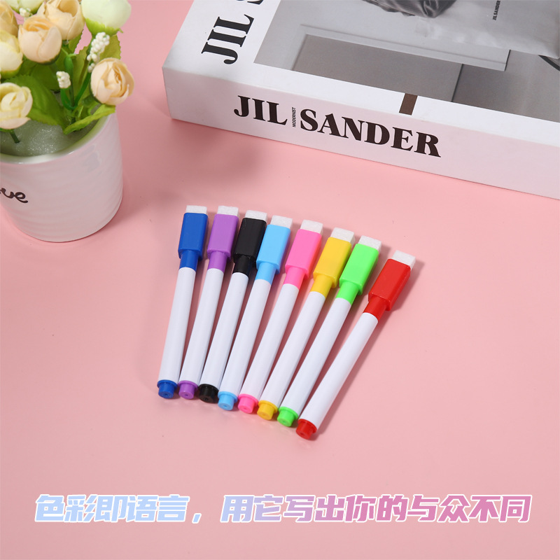 Picture of Factory wholesale black color whiteboard pen creative with brush water-based environmental protection small erasable pen advertising LOGO lettering
