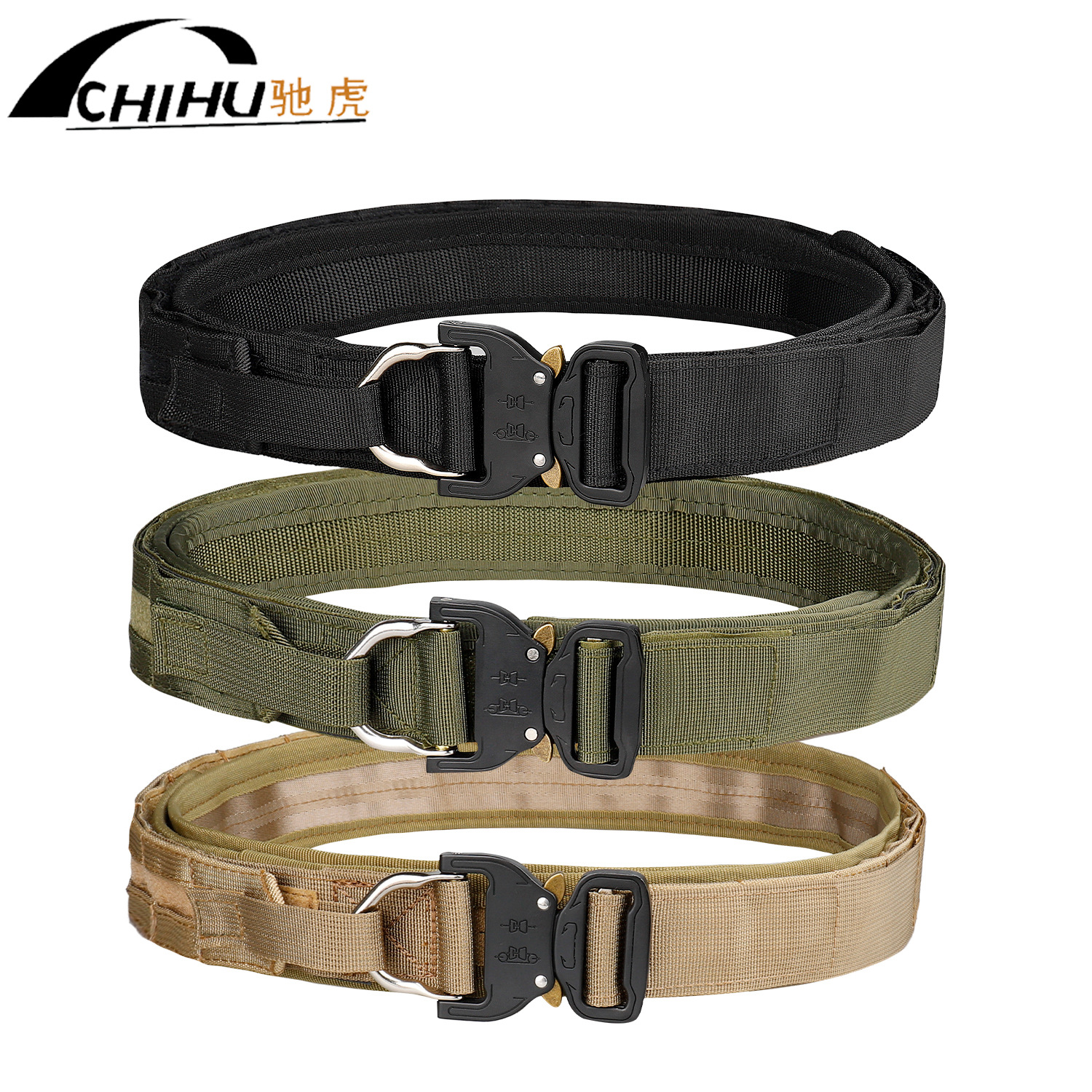 Cross-Border Double-Layer Thickeneded Tactical Belt Cs Outdoor Multi-Functional Belt Cobra Upgraded Version Nylon Belt in Stock